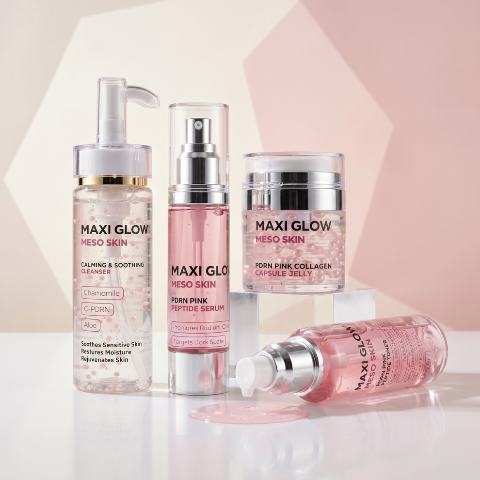 COMPLETE MESO SKIN ROUTINE – Cleanser + Toner + Serum + Collagen Jelly for Total Skin Transformation