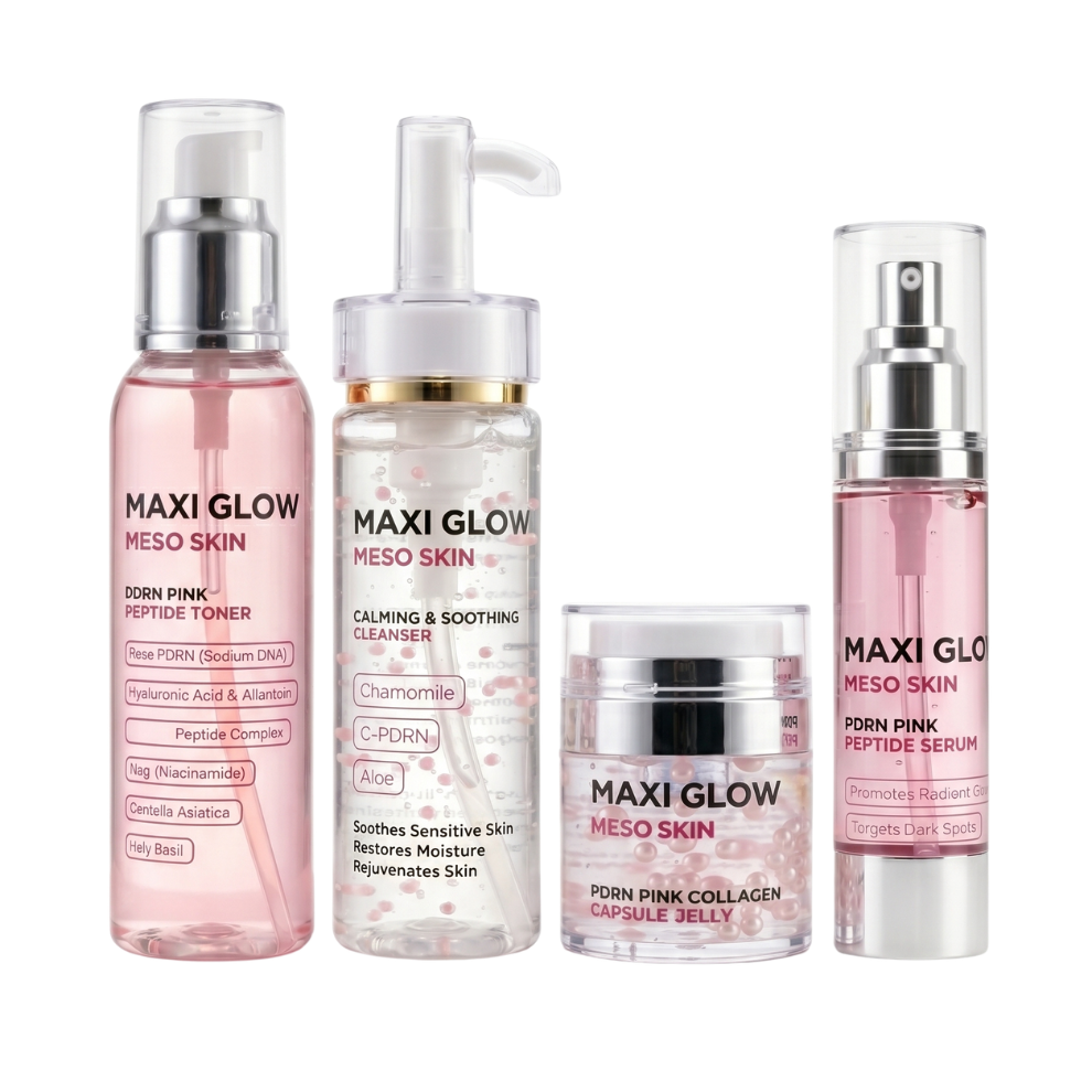 COMPLETE MESO SKIN ROUTINE – Cleanser + Toner + Serum + Collagen Jelly for Total Skin Transformation