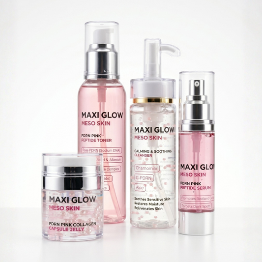 COMPLETE MESO SKIN ROUTINE – Cleanser + Toner + Serum + Collagen Jelly for Total Skin Transformation